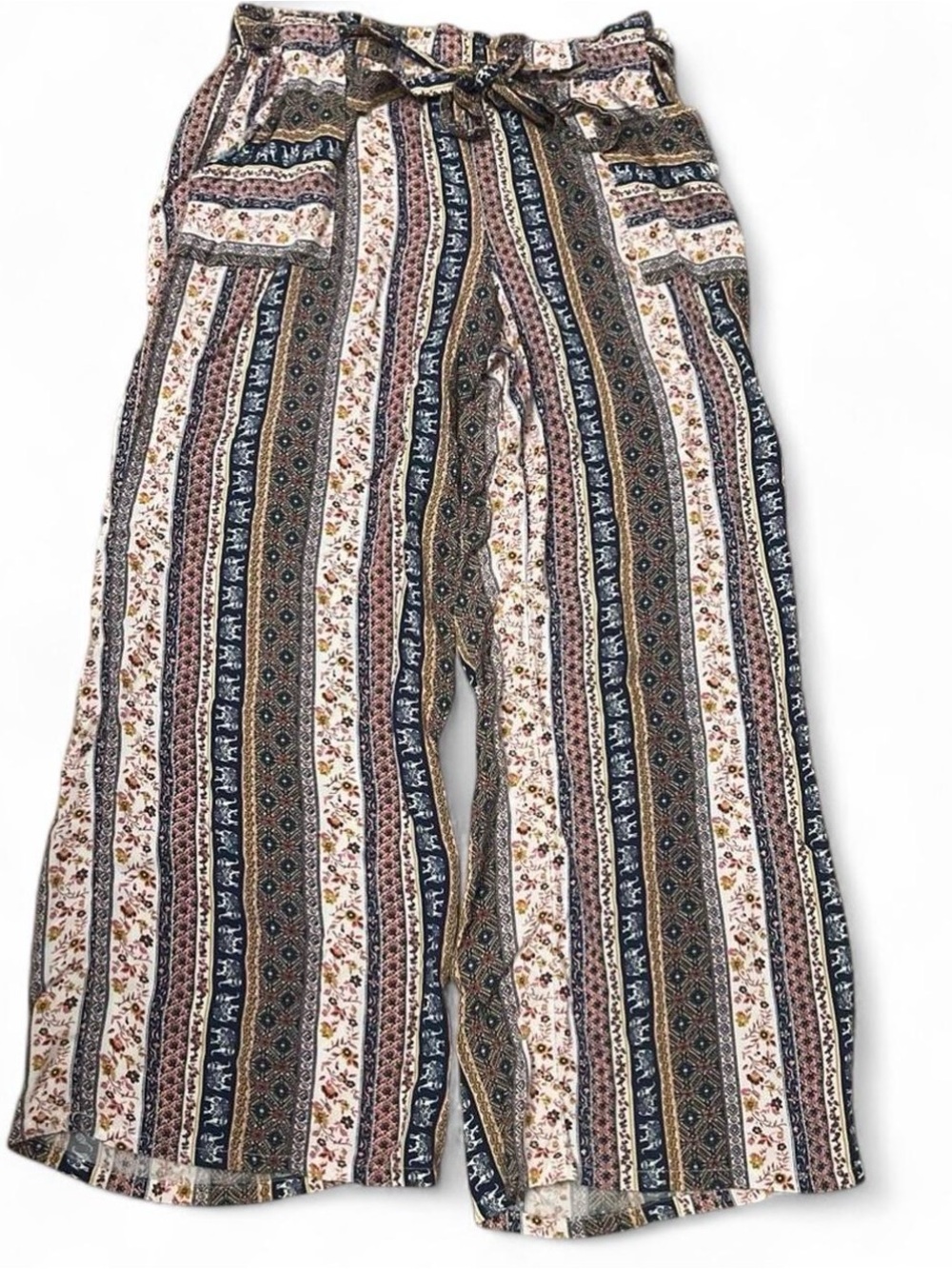 Joe B Bohemian Striped Wide-Leg High Waisted Pants Multi Color Women’s Size M